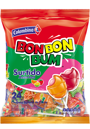 Bonbonbum - Chupetines Relleno de Chicle diversos sabores 24 unid.
